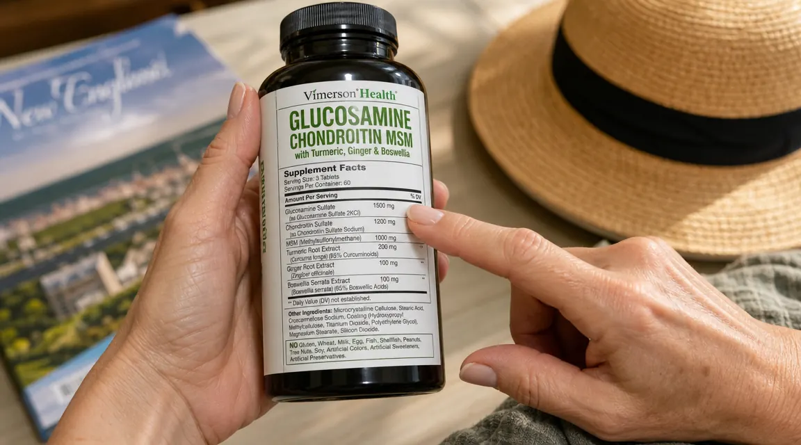 Supplement label close-up highlighting dosage and ingredient list